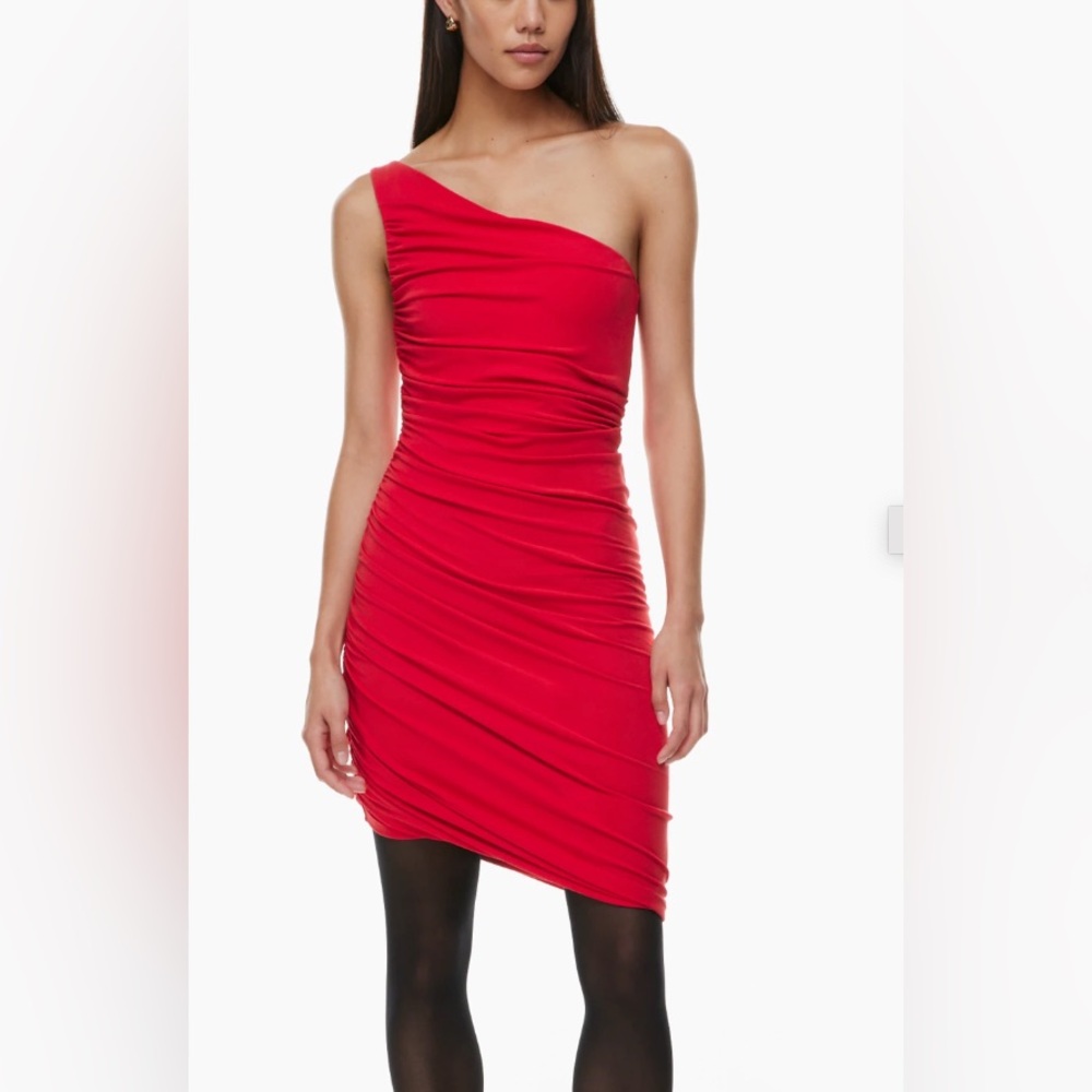 Aritzia Ten by Babaton Red Vertigo Mini Women's Ruched Dress